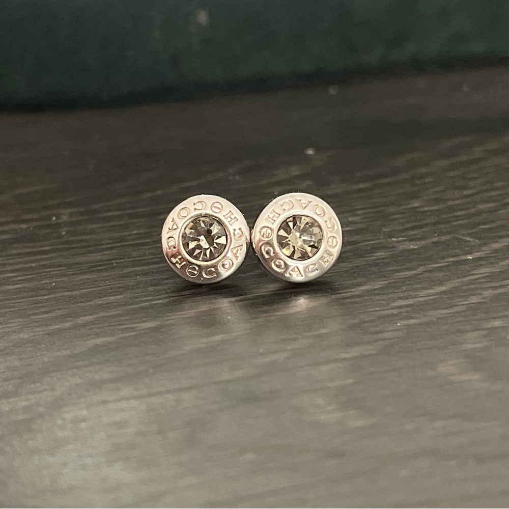 Coach Silver Crystal Stud Earrings